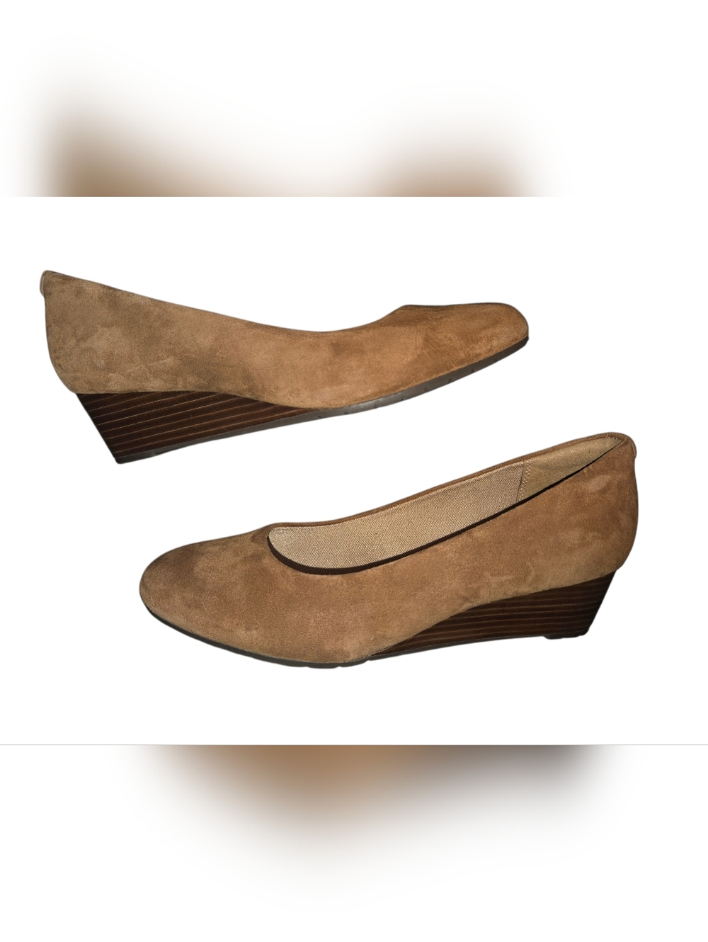 Clarks Artisan Collection Wedges, Vendra Bloom Brown Suade, Size 8 Heels